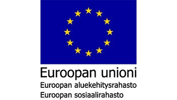 European Union flag with 12 yellow stars in a circle on a blue background, below text in English, Finnish, and Finnish about the European Social Fund.